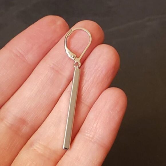 RESTOCKED❤️ Sterling Silver Vertical Bar Earrings - Picture 6 of 9